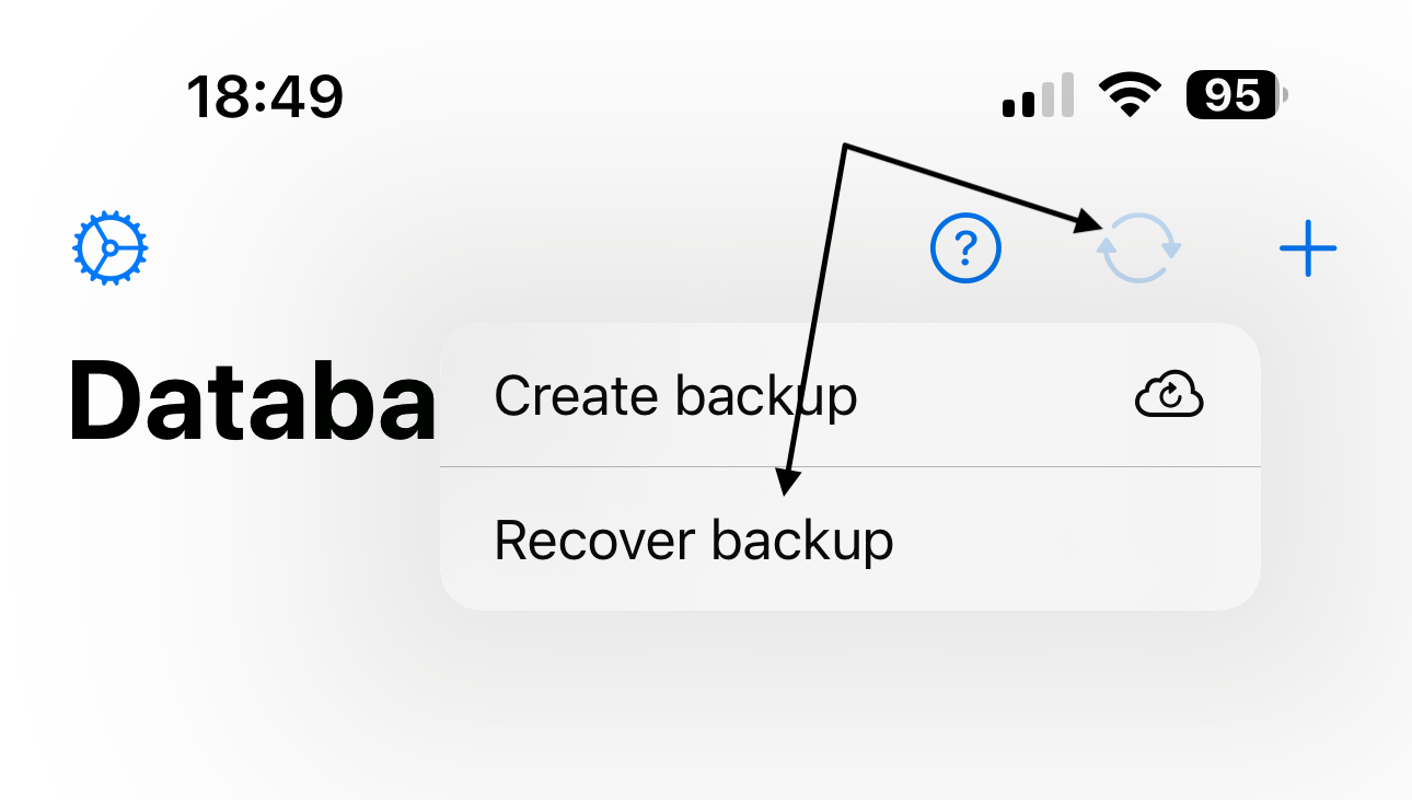 Database herstel scherm