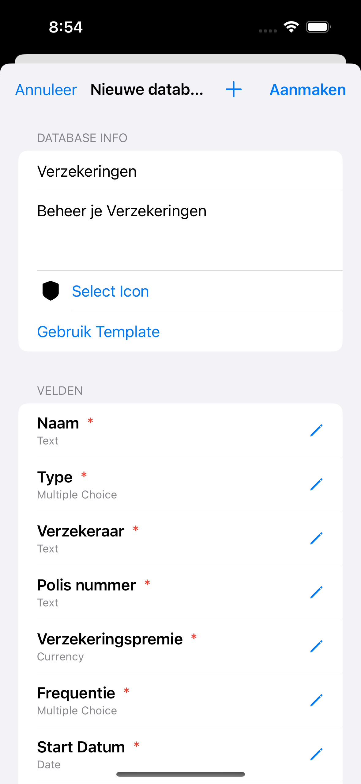Data invoer interface